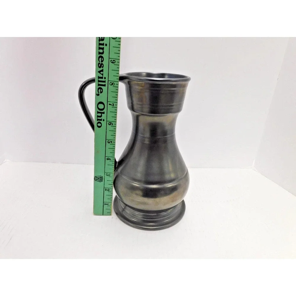 Vtg Lusterware Black Pewter Ceramic Pitcher Jug Vase Beswick England 2127 EJ253